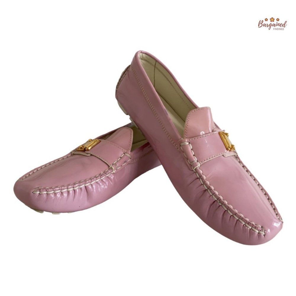 Authentic Louis Vuitton Pink Cream  Patent Leather Lombok Loafer Size 36/6